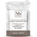 Soapbox Fragrance Free Makeup Remover Wipes front pack view for sensitive skin cleansing