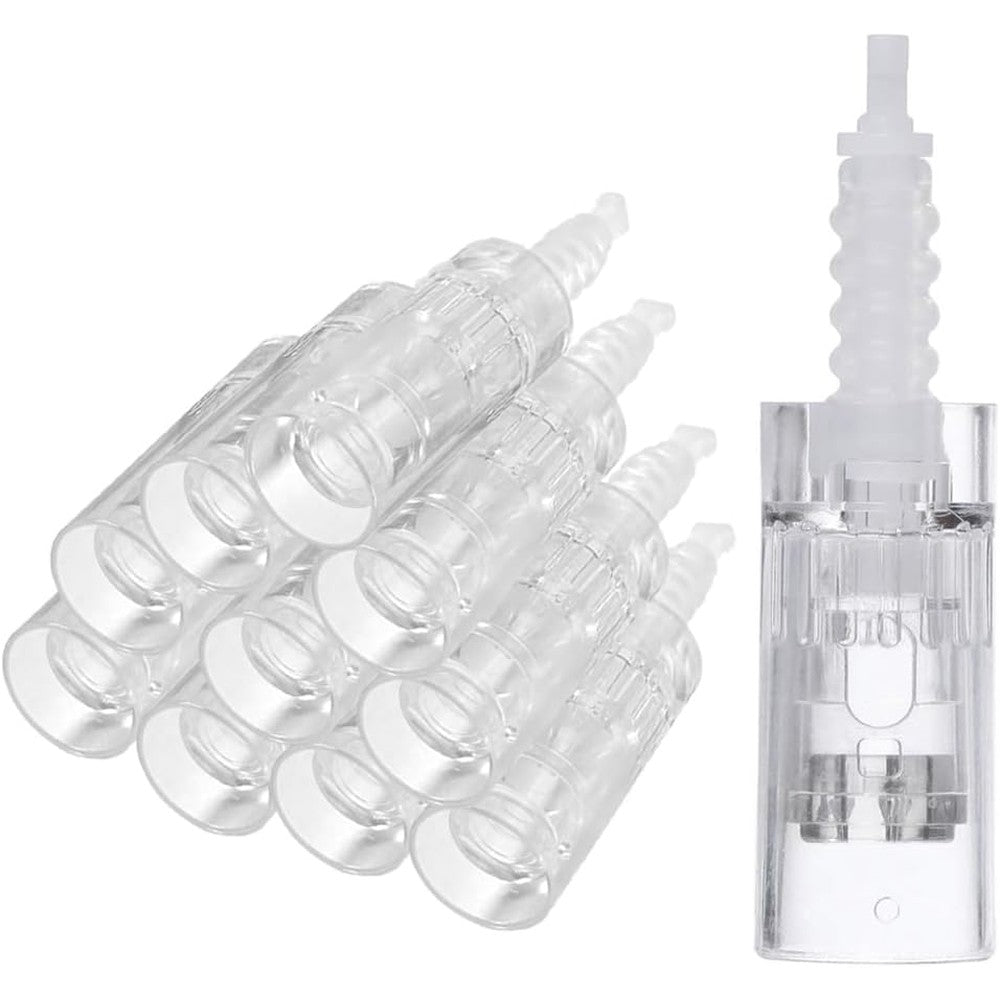 ALIWOD 12 Pin microneedling replacement cartridges front view showing the sterile bayonet port connection layout.