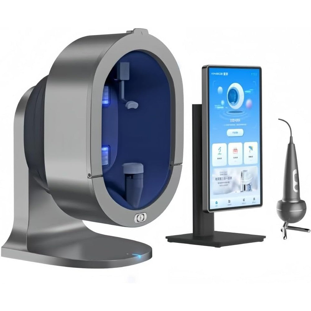 Nettito AI Skin Analyzer machine front view showing 15.6-inch high-definition touch screen display