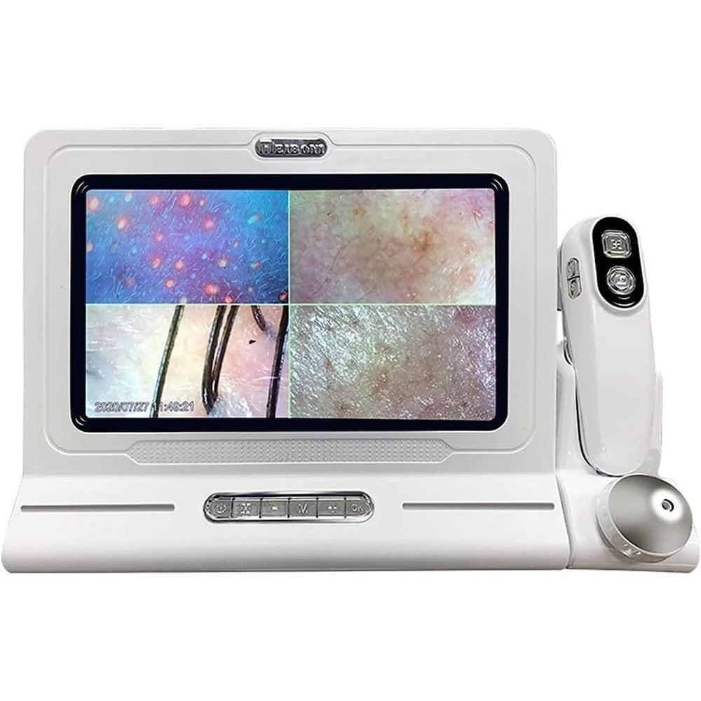 Paixao skin scalp analyser professional 11 inch HD LCD screen front view displaying high definition hair follicle scanning software