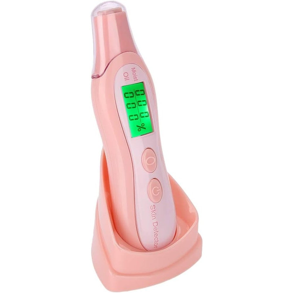 Generic digital skin hydration tester front view showing white and pink body