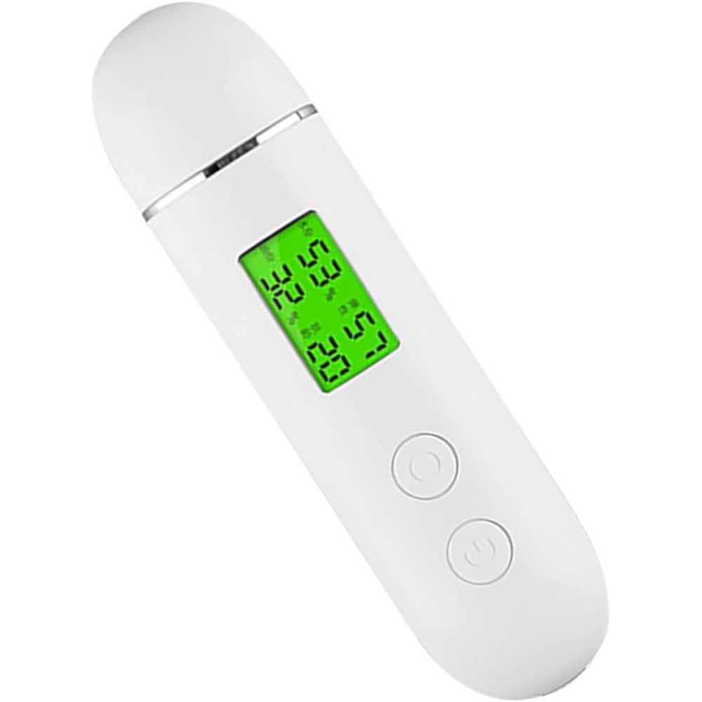Voibuty Didiseaon Skin Hydration Gauge front view showing the green backlit digital LCD screen displaying skin moisture percentages.