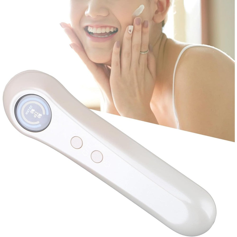 Yunir digital skin oil content analyzer front view displaying facial moisture readings