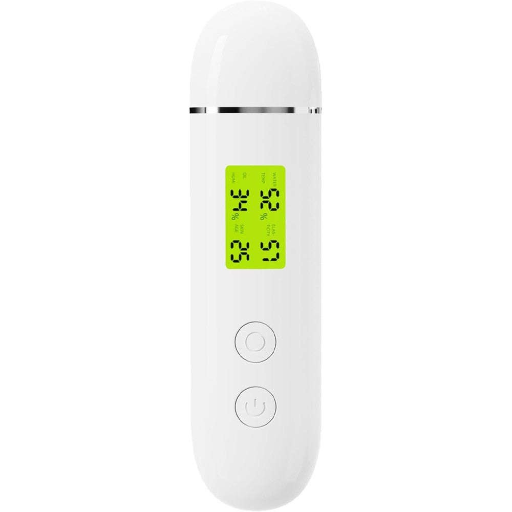 Sefdrert skin hydration tester front view displaying digital moisture and oil percentage readings on the backlit LCD screen.