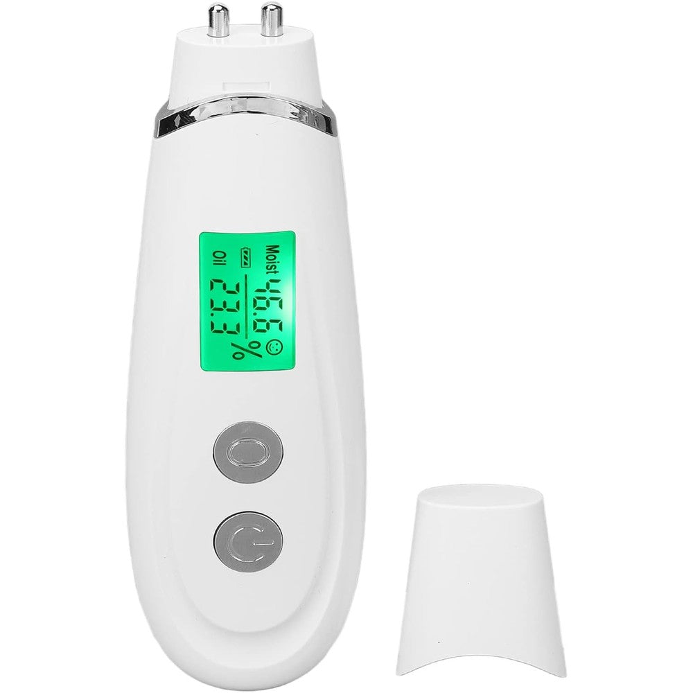 ZJchao digital skin analyzer front view showing backlit LCD display screen with moisture percentage