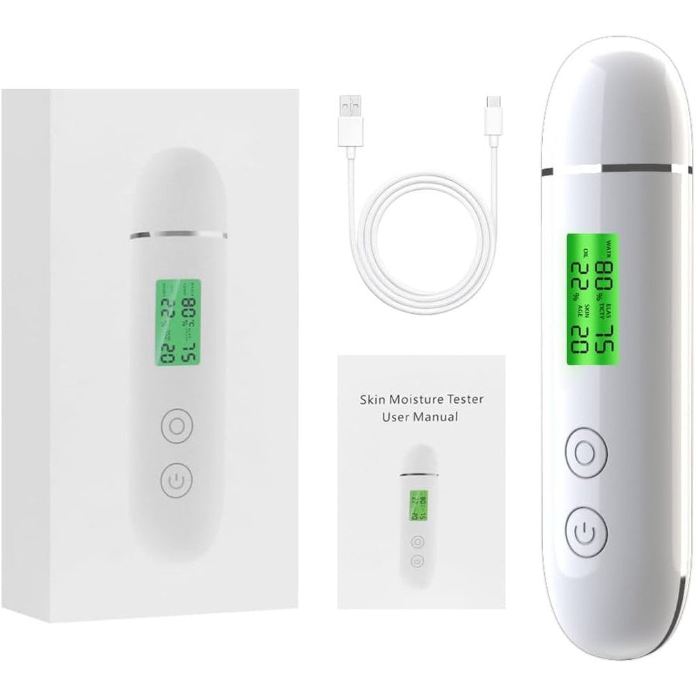 VKSG digital skin hydration tester professional handheld device front view displaying moisture percentages