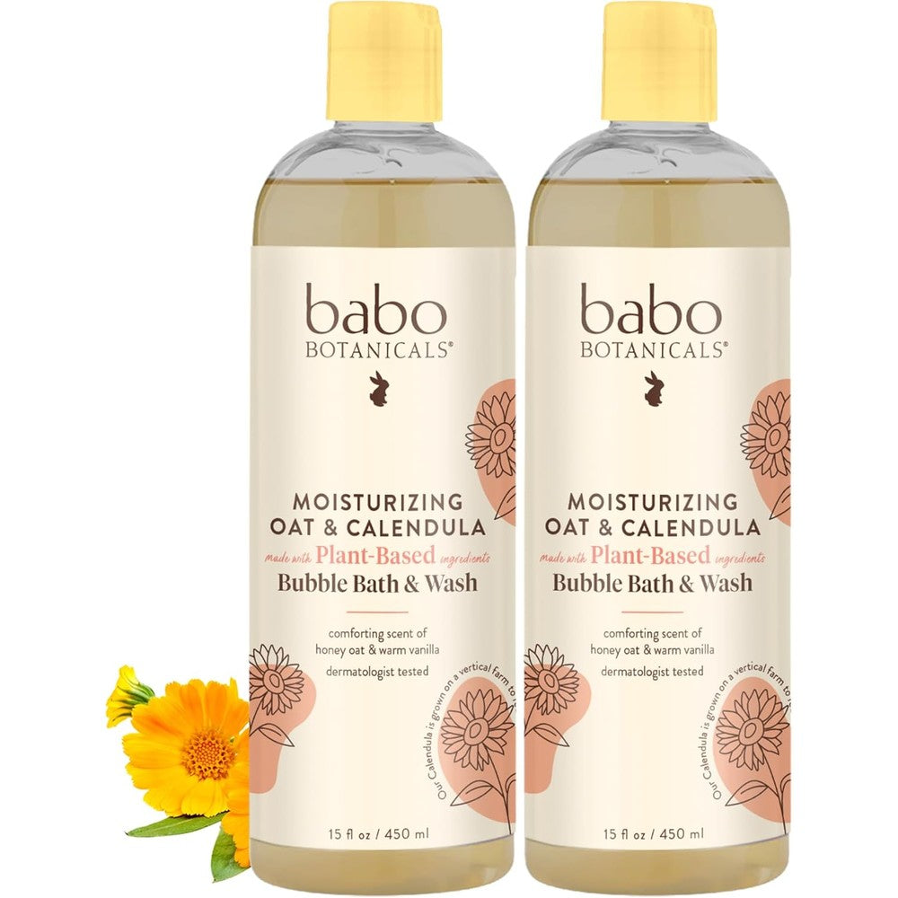 Babo Botanicals Moisturizing Oat and Calendula Bubble Bath and Wash front view