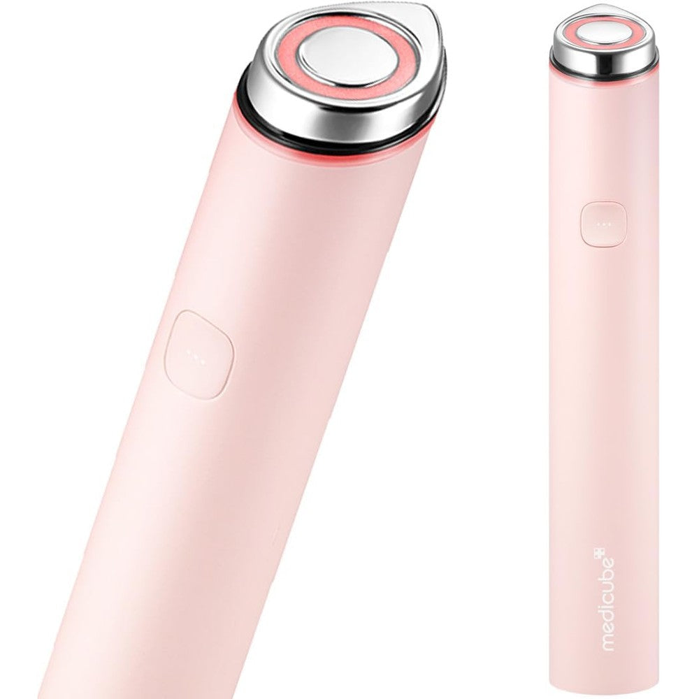 Medicube Mini Booster Pro Pink front view displaying the treatment head and sleek handle.
