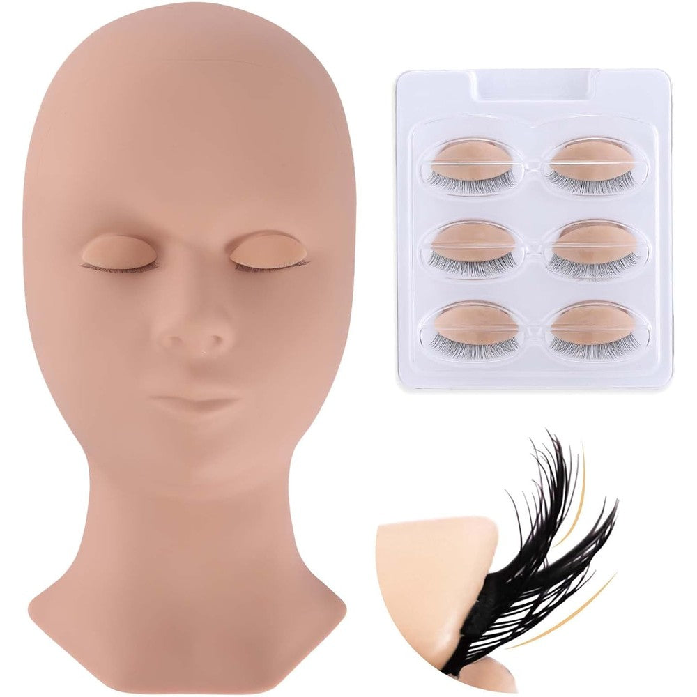 Ericotry lash mannequin head front view showing realistic facial features for eyelash extension training.