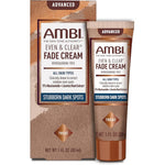 Ambi Even and Clear Advanced Fade Cream 1 Fluid Ounce front view packaging for dark spot corrector treatment