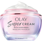 Olay Super Cream With Sunscreen SPF 30 front view premium imported face moisturizer.