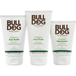 Bulldog Mens Skincare and Grooming Original Full Face Kit front view showcasing the complete three piece imported grooming set.