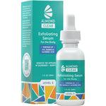 Almond Clear Body Clearing Serum Level Two front view bottle packaging for advanced body acne treatment.