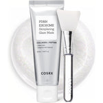 COSRX PDRN Exosome Skinplaning Glaze Mask front view packaging with silicone brush for authentic Korean skincare routine.