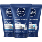 Nivea Men Maximum Hydration Face Scrub front view of three pack tubes