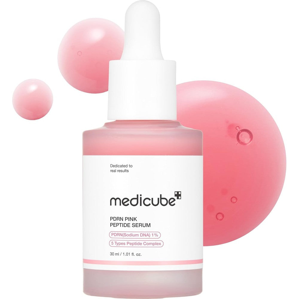 Medicube PDRN Pink Peptide Serum front view of the authentic Korean skincare bottle