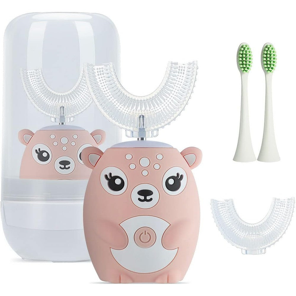 JIANLEJIA kids electric toothbrush front view pink cartoon deer design