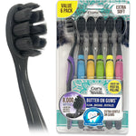 GuruNanda Butter on Gums charcoal toothbrush 6 count pack front view