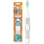 Arm and Hammer Spinbrush PRO+ Extra White electric toothbrush front view showing dual action head.