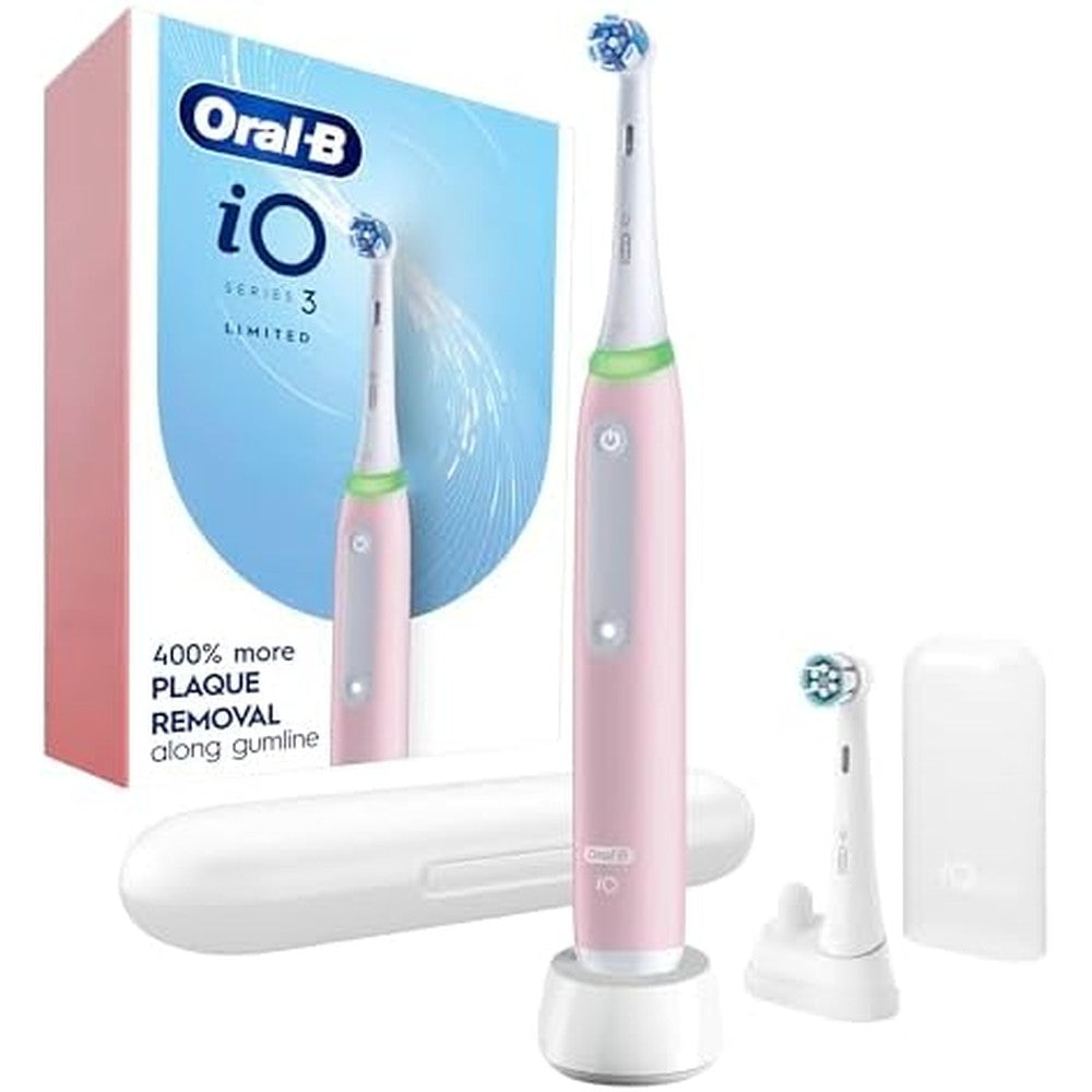 oral braun electric toothbrush iO Series 3 electric toothbrush in Azalea Pink with two replacement brush heads