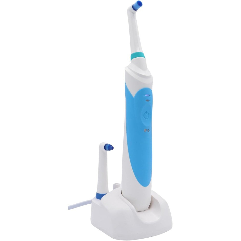 ROTADENT PROCARE professional rotary electric toothbrush front view with white handle and charging dock.