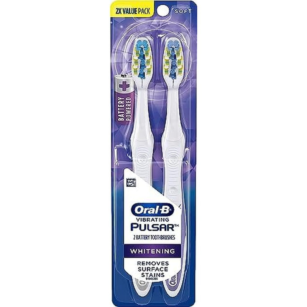 Oral-B 3D White Pulsar battery toothbrush front view pack of two