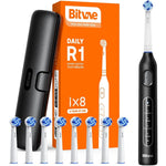 Bitvae R1 rotating electric toothbrush in black front view showing premium design