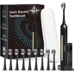Lumivoid sonic electric toothbrush in pure black front view showing five cleaning modes.