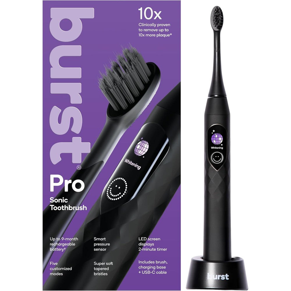 Burst Pro Sonic Advanced Electric Toothbrush in black front view