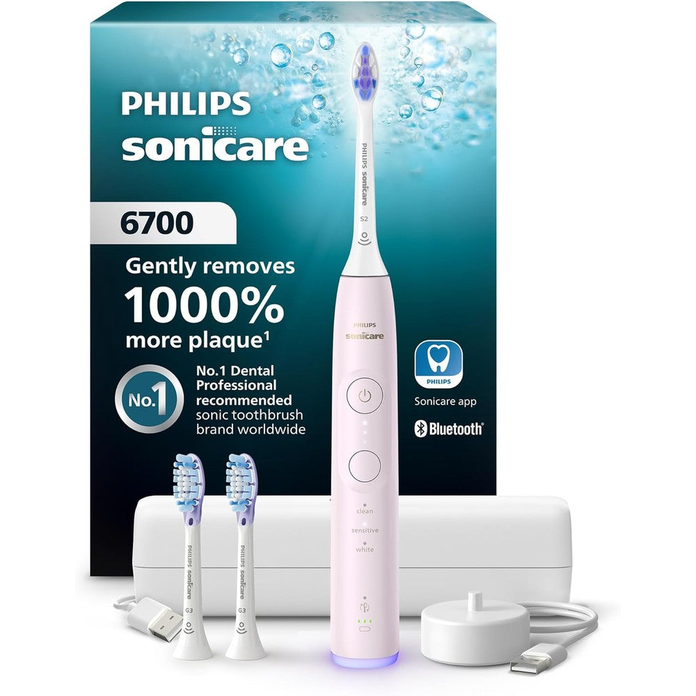 Philips Sonicare 6700 Series Electric Toothbrush in light pink front view