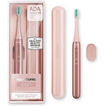 Aquasonic Icon rechargeable toothbrush blush front view with travel case