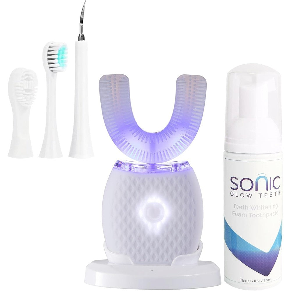 RONGCHUANG automatic ultrasonic toothbrush white medium front view with wireless charging base