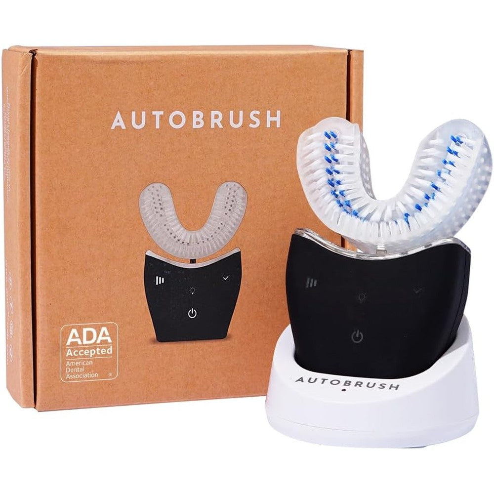 Autobrush Sonic Pro U shaped electric toothbrush front view in premium black finish.