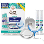 GuruNanda Premium Teeth Whitening Kit front view with LED light and gel pen