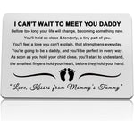 Dabihu new dad metal wallet insert card front view showing engraved poem.