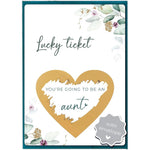 Joli Coon pregnancy announcement scratch card front view showing eucalyptus design