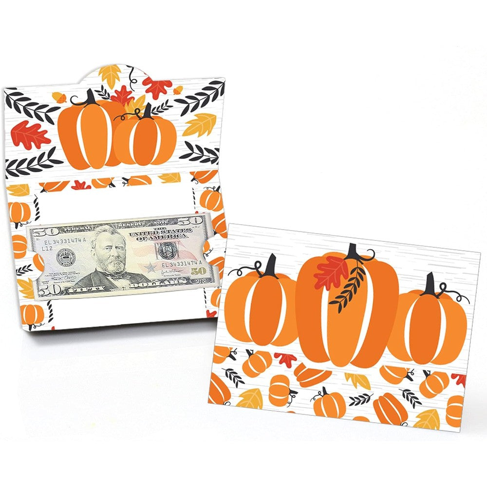 Big Dot of Happiness Fall Pumpkin card holder front view