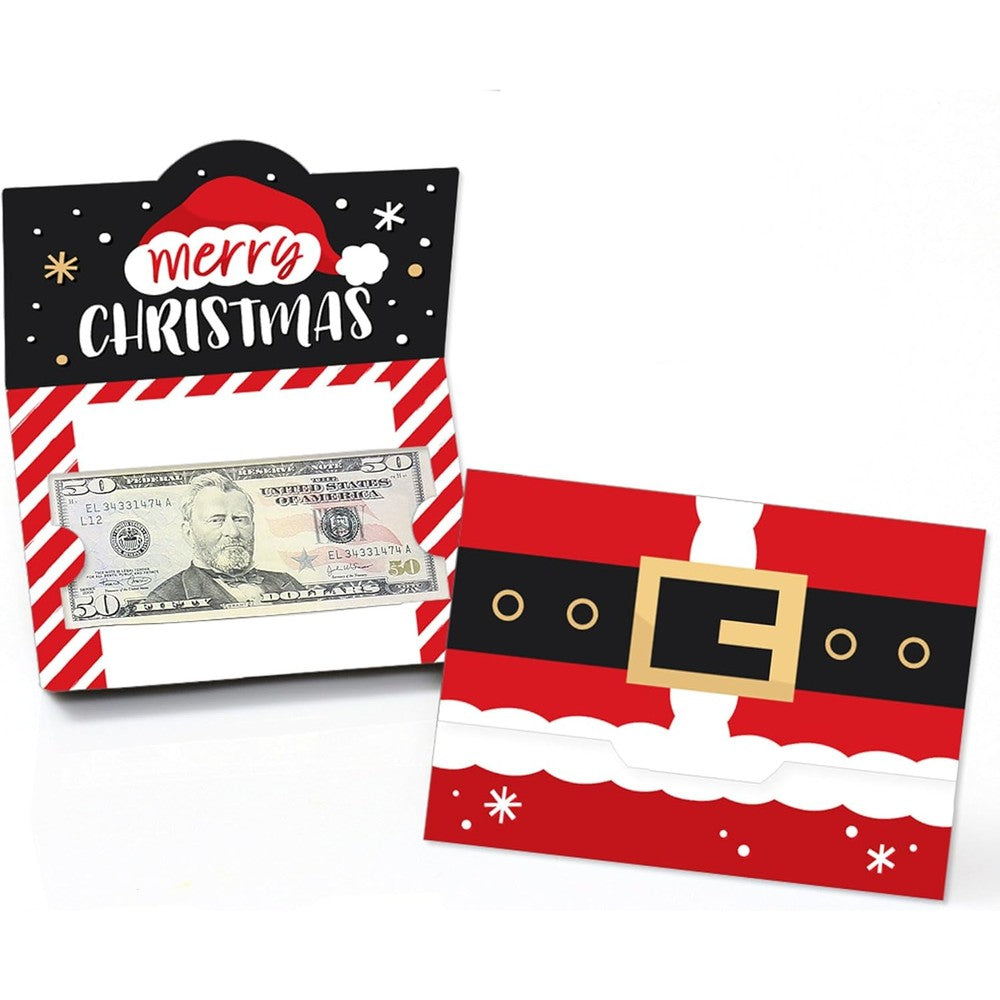 Big Dot of Happiness Secret Santa Christmas gift card holders front view