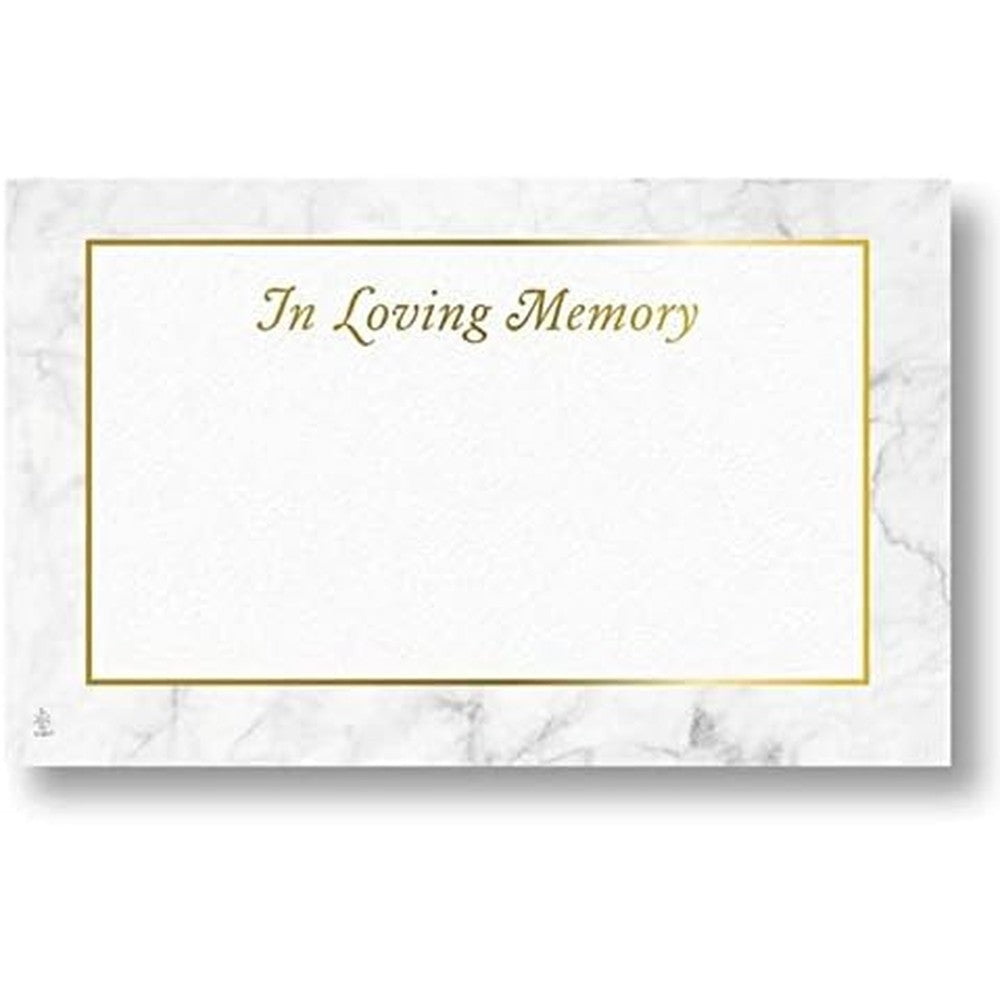 SmartMe In Loving Memory gold and marbled florist enclosure cards front view.
