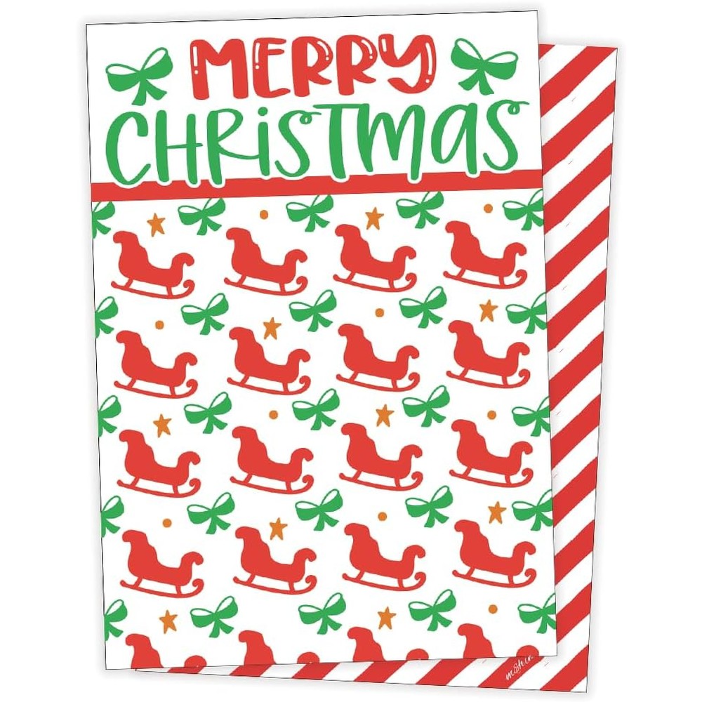M&H Invites Christmas Cookie Cards Sleigh Pattern front view