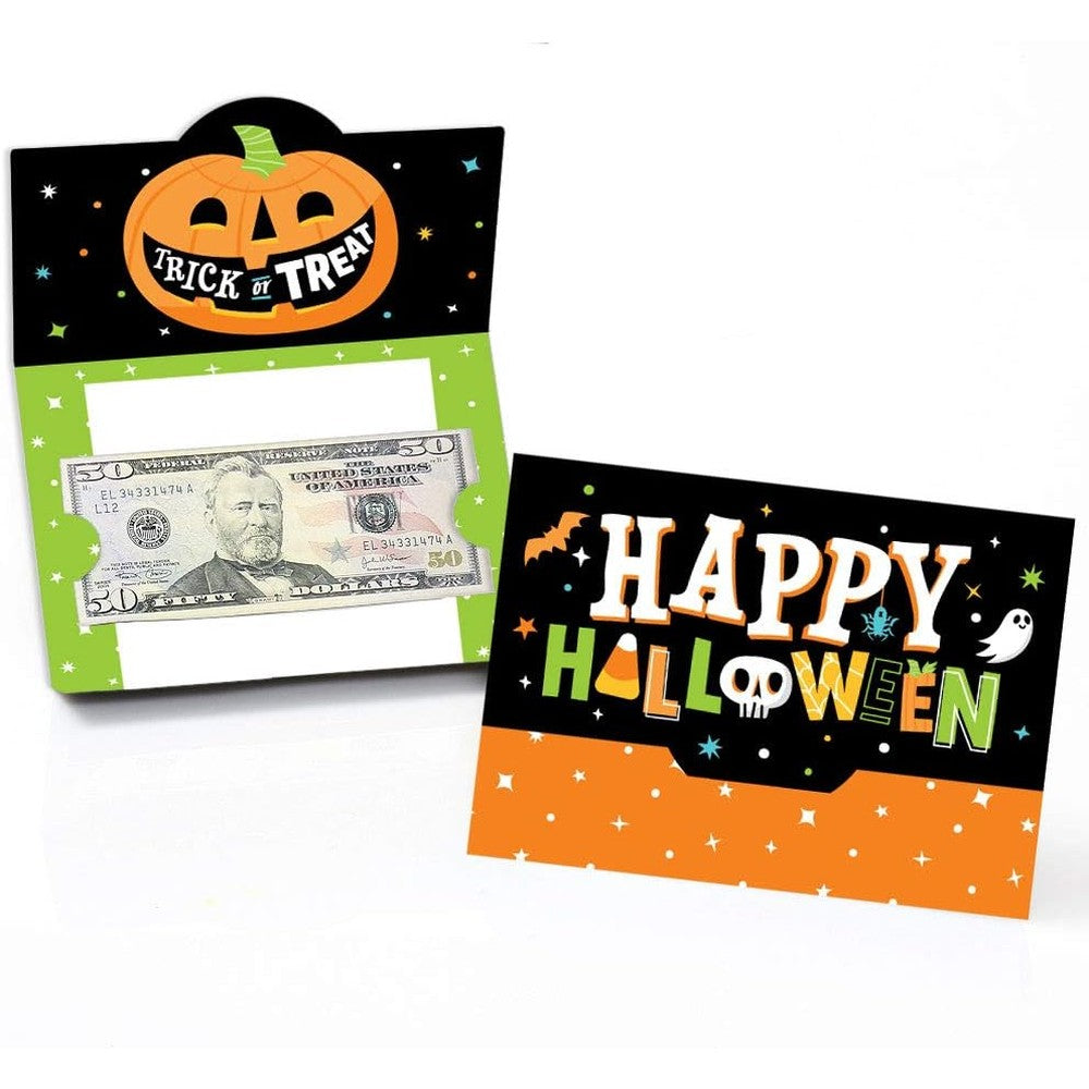 Big Dot of Happiness Jack-O'-Lantern Halloween gift card holder front view