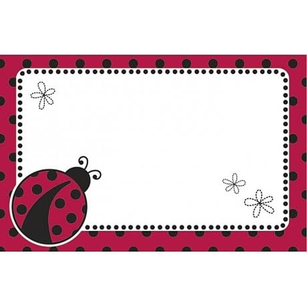 Burton Lady Bug Enclosure Card Fifty Pack front view showcasing the red and black polka dot border stationery.