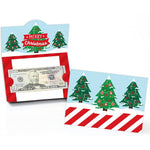 Big Dot of Happiness Snowy Christmas Trees gift card holder front view