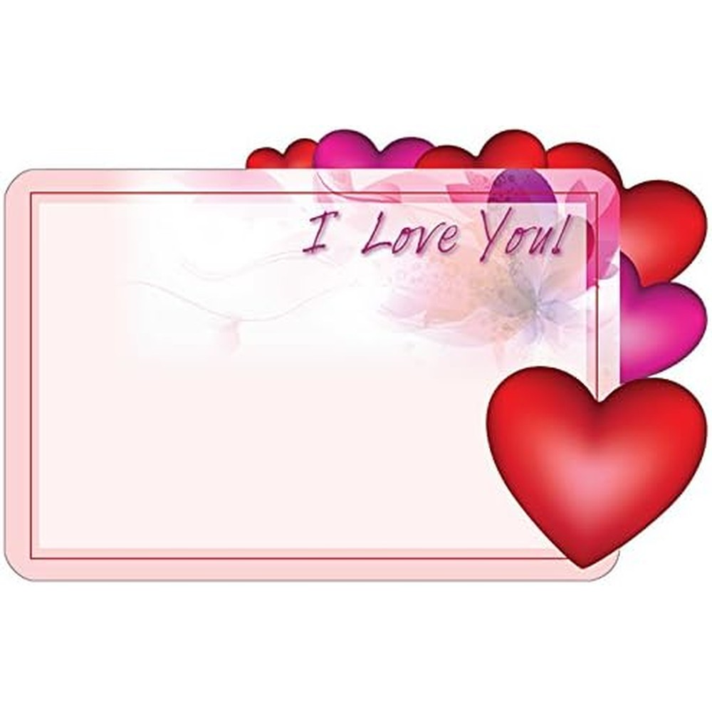 Burton plus burton Ily Hearts I Love You Enclosure Card front view showing layered red hearts and die cut edge