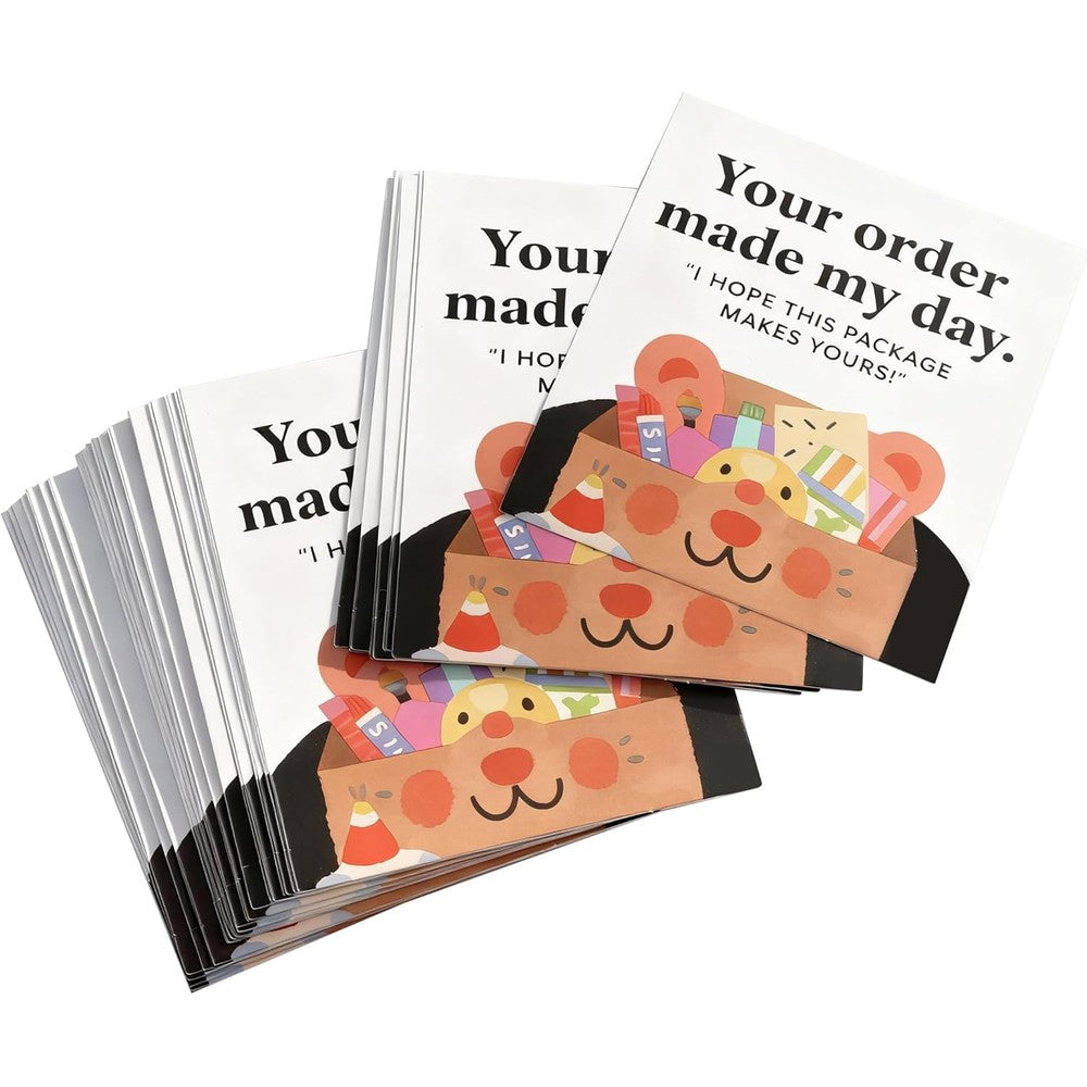 Kexinglu Your Order Made My Day cards front view showcasing the bright colorful design and customer appreciation text.