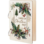 SUPERDANT Christmas Card Keeper front view showing wood cover with festive reindeer art
