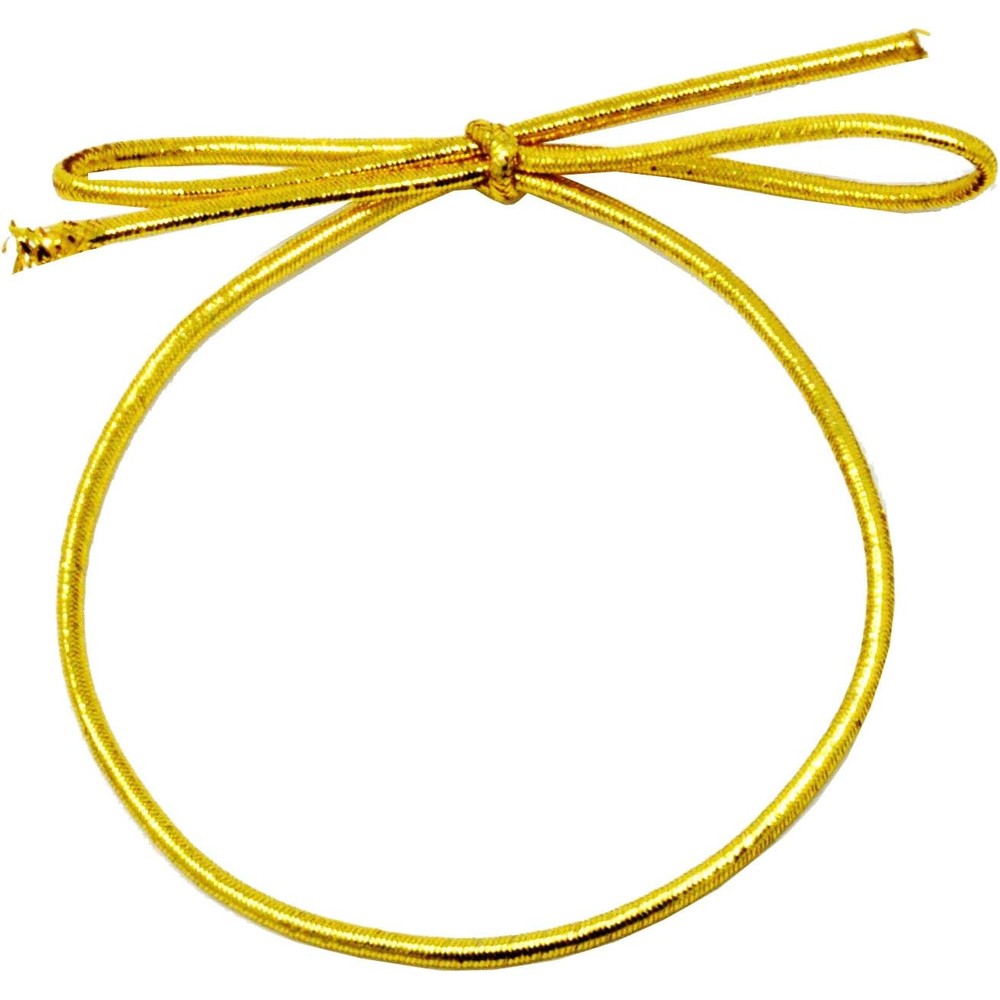 Mandala Crafts Metallic Gold Elastic Bow Stretch Loops front view showing pack of 100 premium gift wrapping accessories.