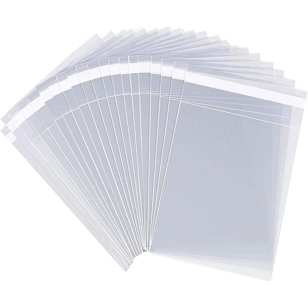 LEOSINDA Clear Resealable Cellophane Bags 100 Pieces front view showing transparent packaging
