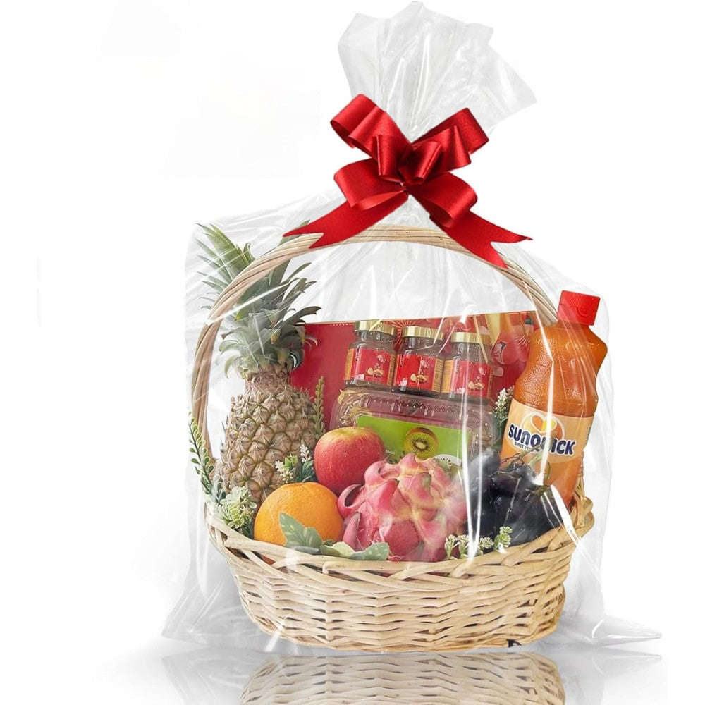 WIKDAY clear gift bags 10 pieces pack front view for premium basket wrapping