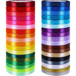 Winlyn 36 colors satin and metallic glitter ribbon collection front view